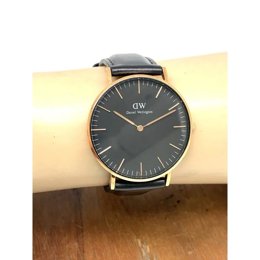 Daniel Wellington Women's Watch DW00100139 Rose Gold Black Leather Strap 36mm